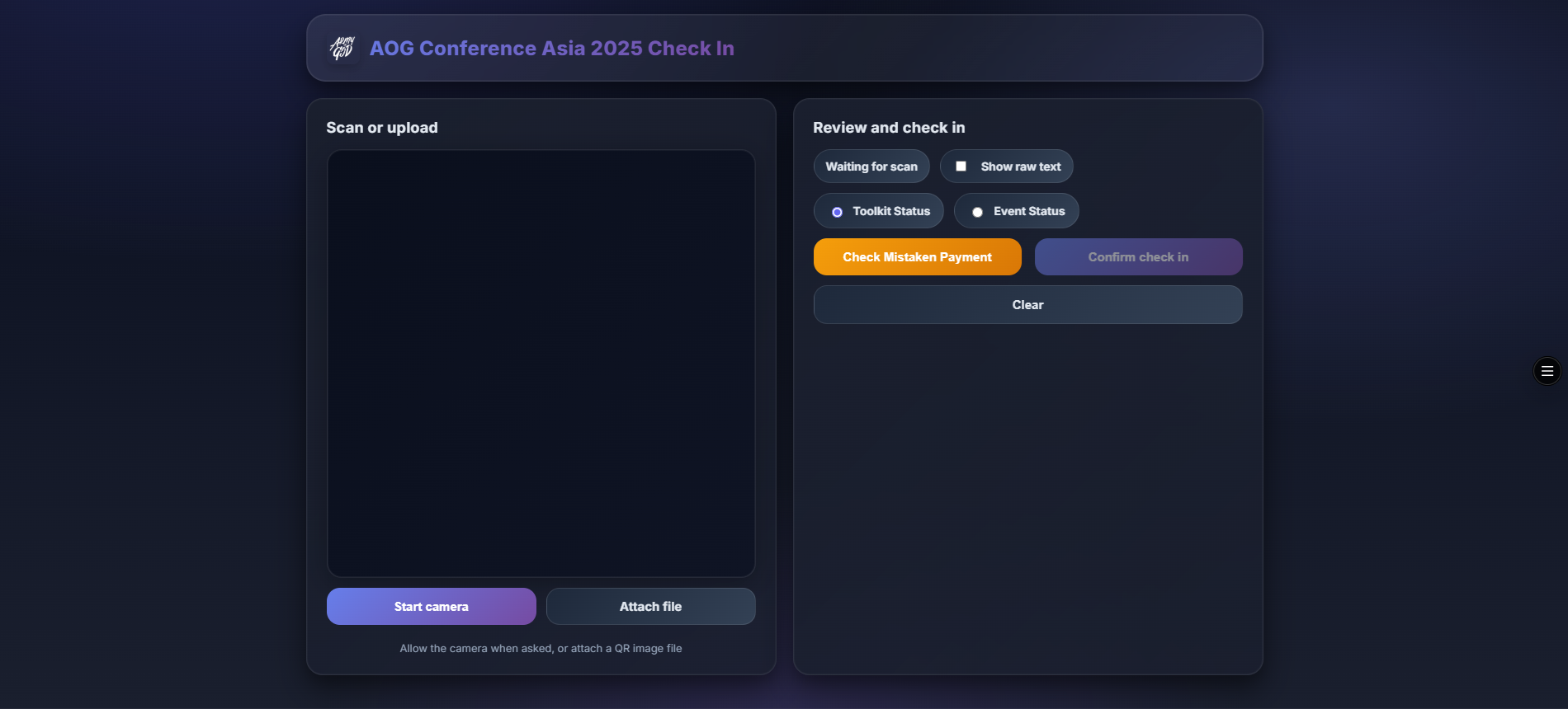 AOG Conference QR Check-In System